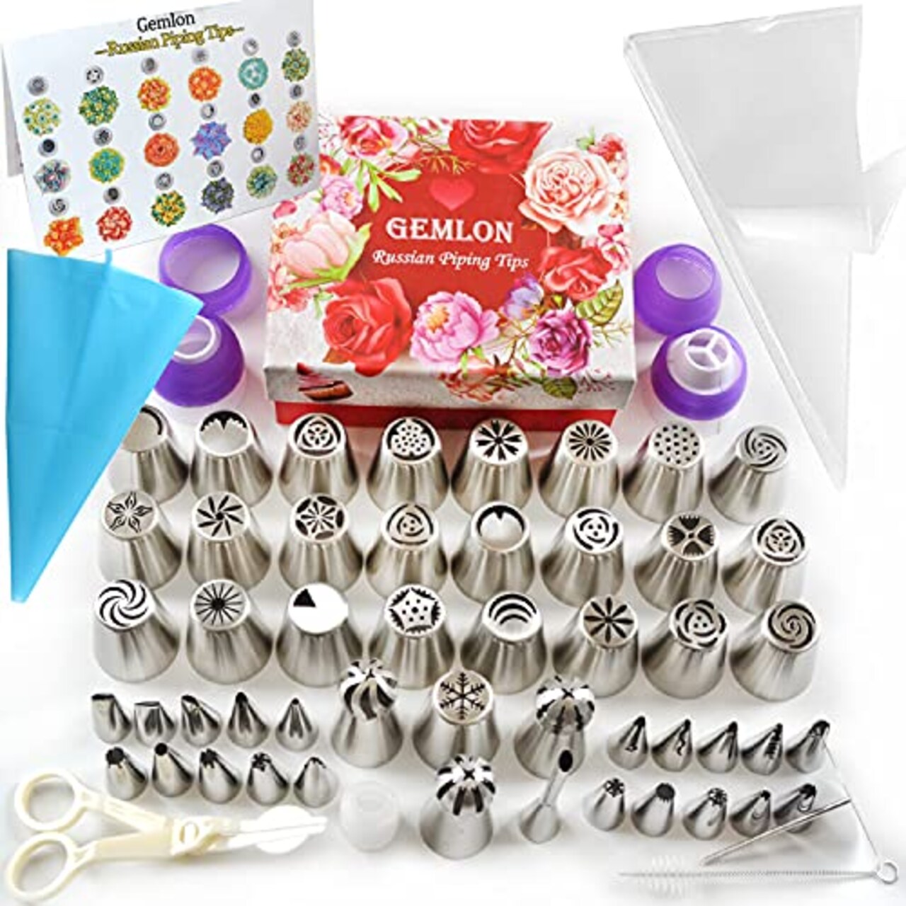 Russian Piping Tips Cake Decorating Supplies 88 Baking Supplies Set 49 Icing Piping Tips 3 Russian Ball Piping Tip, Flower Frosting Tips, Bakes Flower Nozzles Large Cupcake Decorating Kit